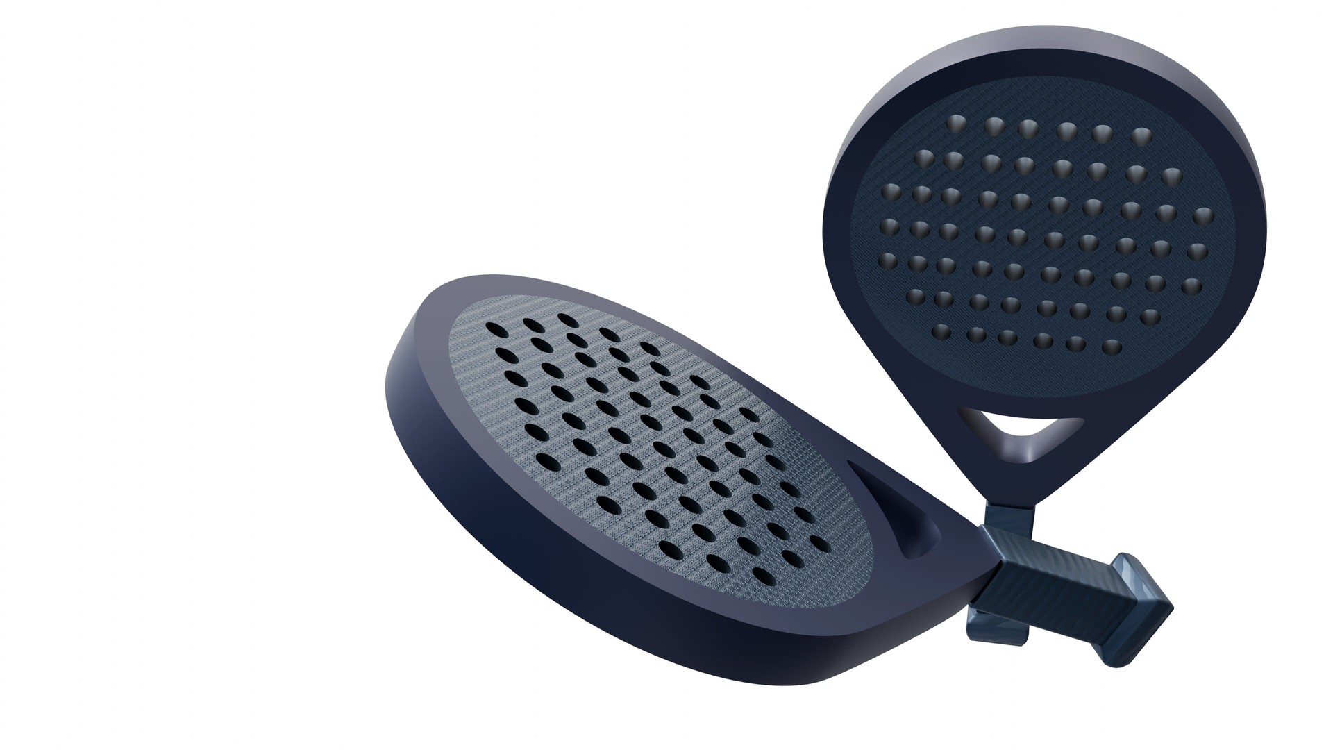 A 3d rendering of pair of paddle rackets.